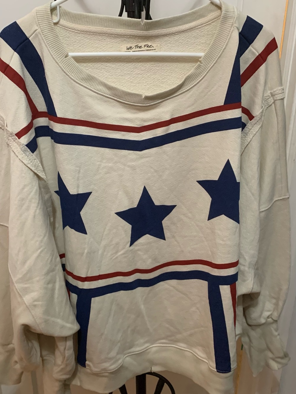 We The Free Cream Camden with Navy Stars & Red Stripes Size Medium